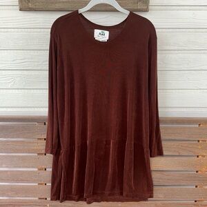 Flax dark brown long sleeve tunic top AS IS
